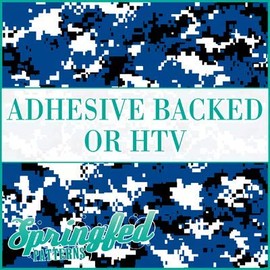 Digital CAMO Pattern in ROYAL BLUE, BLACK & WHITE Urban Camouflage Heat Transfer or Adhesive Vinyl CHOOSE YOUR SIZE!