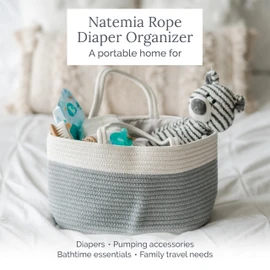 Natemia Premium Baby Diaper Caddy Organizer (Lily Pad)- Gift for Baby Shower, Registry Must Have - Portable Diaper Organizer for Changing Table - Newborn Essentials - Nursery Basket - Basket For Gifts