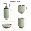 RQYIXI Elegant Bathroom Accessories Set 4 PCS Ceramic and Wood