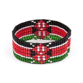 Kenya Flag Beaded Bracelet - Adjustable and Expandable, Perfect for Teenagers and Adults with Smaller Arm Sizes.