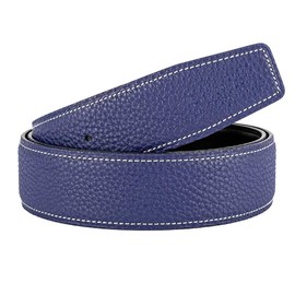 Vatee's Women's/Men's Real Leather Replacement Belt Strap No Buckle 1 1/2"(38mm) Wide 49" Long Purplish Blue