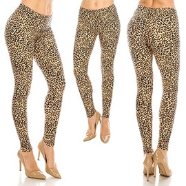 Eevee Women's Ultra Soft Solid & Patterned Leggings - Plus Size (Leopard)