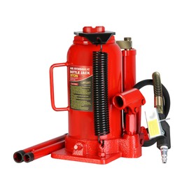 Pneumatic Air Hydraulic Bottle Jack with Manual Hand Pump, 15 Ton (40,000 Lb) Bottle Jack for Auto, Truck, Travel Trailer, Red