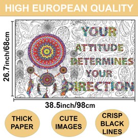 Large Wall Coloring Poster for Adults and Kids - Giant Coloring Posters Collaborative Big Sheets - Mindfulness Oversized Jumbo Page for Teens - Adult Huge Dream Catcher Wall Poster Size