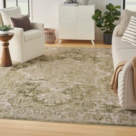 Nourison Home Astra Machine Washable Ivory Green 7'10" x 10' Area Rug - Easy Clean, Non Shedding, Bed Room, Living Room, Dining Room, Kitchen (8' x 10')