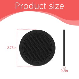 LKAHG 4PCS Car Cup Holder Coasters, Anti-Slip Embedded Soft Vehicle Water Bottle Pads, 2.75 Inches Automotive Interior Decorative Drink Mat Accessories Universal for SUV, Truck, RV (Black)