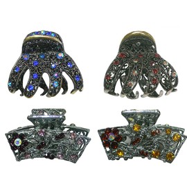 JCGY Set of 4 Crystal Jaw Clips Metal Claws, YY86410-4gSapAmeStopazDkAmber