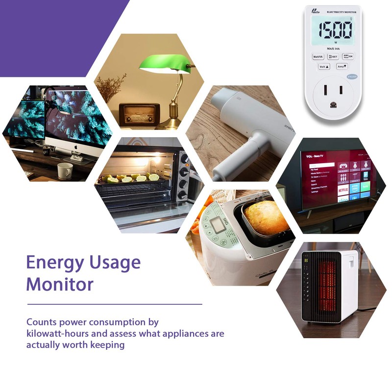 Poniie PN1500 Portable Micro Electricity Usage Monitor Electrical Power Consumption