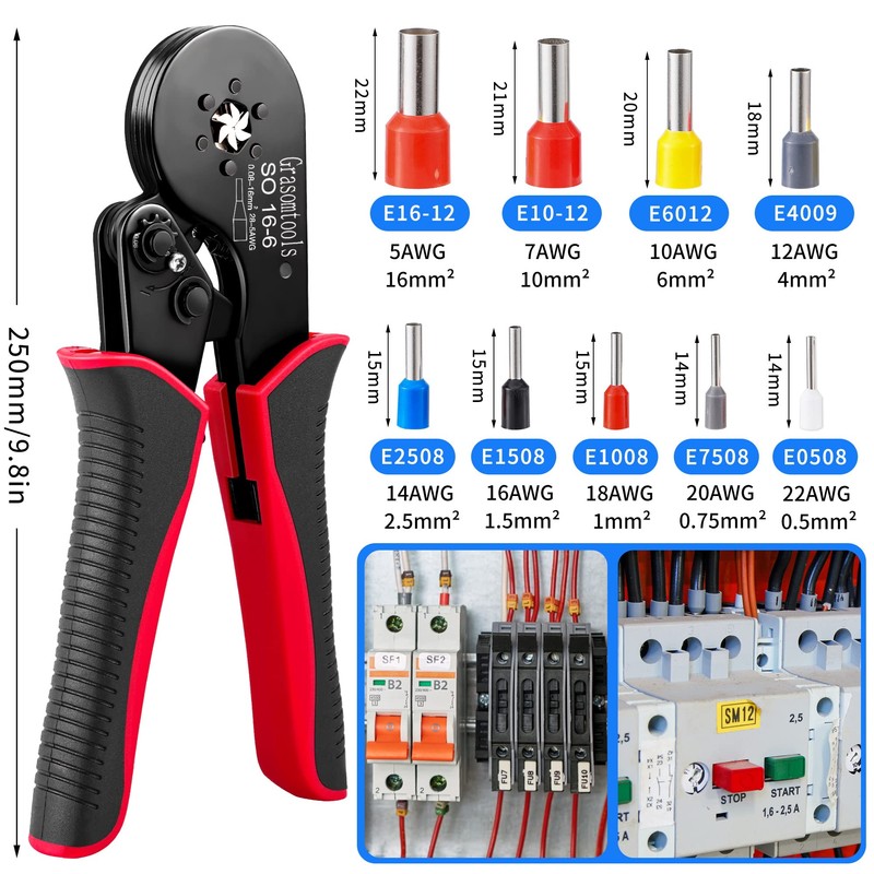 Ferrule Crimping Tool Kit, Self-Adjusting Hex Wire Crimping Pliers for