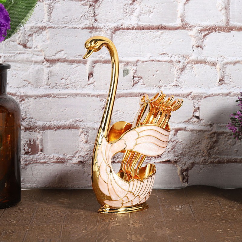 Coffee Dessert Spoon Set European Style Elegant Swan Fruit Scoop