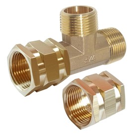 Joywayus 3/4 Inch NPT Brass Pipe Fitting Barstock Tee 3 Way 3/4" NPT Male x 3/4" NPT Female x 3/4" NPT Female Hose Fitting