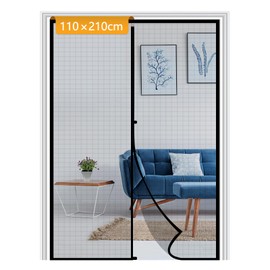 Yotache Fly Screen Balcony Door, Fly Screen Door for Living Room Balcony Door, 110 x 210 cm, No Drilling, Black