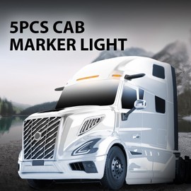 ALLGOOD LED Top Roof Running Cab Marker Light Rectangle Cab Light Fit Freightliner Century/Columbiaor or Volvo Trucks Trailers Tractors 5Pcs 12V
