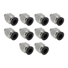 HOPESPANNER Push to Connect Air Fittings 1/4" Male Thread Air Line Quick Connector Plastic Metal M5 10 Pcs Black Silver Tone