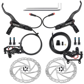 Hycline 4-Pistons Ebike Hydraulic Brake Set: Zoom H876E 2-PIN Power-Off Electric Bike Disc Brake Kit Included 160mm Rotors and Mounting Adapter