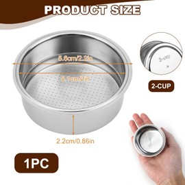 Cesta de filtro presurizado de 51 mm, 2 tazas de acero inoxidable para cafetera espresso semiautomática, portafiltro de doble capa, perfecto para el hogar, capuchino, americano, baristas