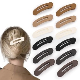 Pinzas planas para el cabello para mujer - Paquete de 12 pinzas planas antideslizantes mate para cabello fino, 6 colores. Pinzas para el cabello de us