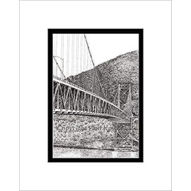 Bear Mountain Bridge, Limited Edition, Matted Pen and Ink Print