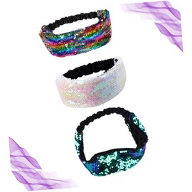 Baluue 3pcs Sequins Hair Bands for Women Double-sided Color-changing Headwear Fun Party Accessories Chic Headdress for Girls Lightweight and Eye-catching Decorations