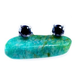 Half Carat 4MM Black Moissanite Diamond Earrings, Studs, 925 Sterling Silver