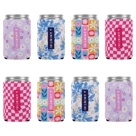 Slim Standard 12oz Can Holder for Beer&Soda, 8 Pack Can Cooler Sleeve for Beverage Soda Drinks, Insulated Neoprene Can Cover, Reusable Can Covers for Women (Multicolor-6, 12oz Standard Can)