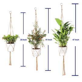 vriysei 3 Pack Macrame Plant Hanger Indoor, Inch Ceiling Plant Hanger with Extender Ropes a 6 Hooks, Macrame Hanging Planter for Indoor Plaxnts, Pot Hangers for Plants (pots Not Included) (Brown)