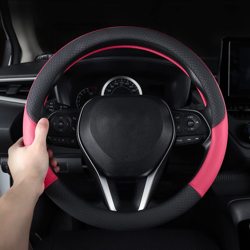 Follicomfy Auto Car Leather Steering Wheel Cover Anti Slip Wrap