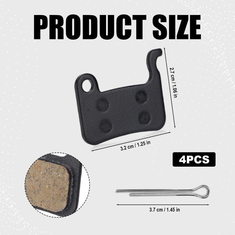 4pcs Bike Brake Pads, High-Performance Semi-Metallic Disc Brake Pads Replacement