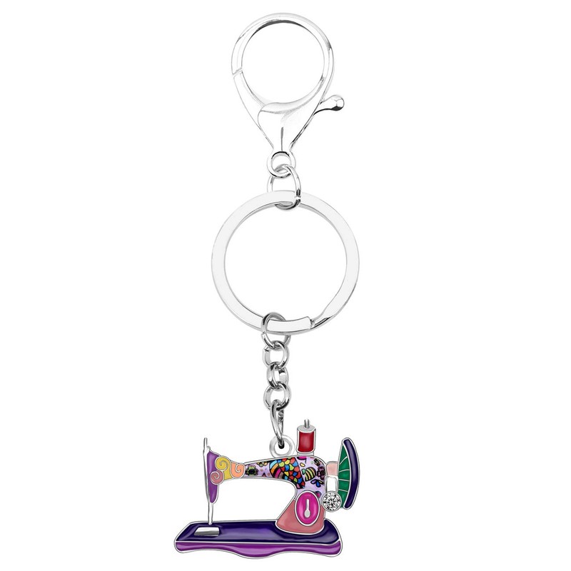 DOWAY Cute Enamel Sewing Machine Keychain Key Chains Ring for