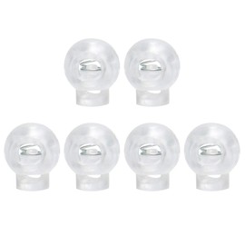 sourcing map 6pcs Plastic Cord Lock Stopper End Spring Stop Toggle Fastener Stopper Rope End for Drawstring Clothing, Shoelace, Bag, Camping Clear