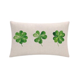 7COLORROOM St. Patrick's Day Throw Pillow Covers Green Clover Rectangular/Waist Cushion Cover Happy St. Patrick's Day Home Decorative Pillowcases 12" X 20"for Sofa Couch Patio