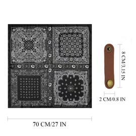 Square Scarf for Men Silk Feel Neck Scarf Satin Bandana Neckerchief Lightweight Head Scarves Fashion Gifts for Men Formal Casual Business(Black)