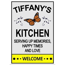 Tiffany's Butterfly Kitchen Magnet. Customize for any Name. This Flexible Magnet is Available for Quick Shipping. "Serving up Memories Happy Times and Love".