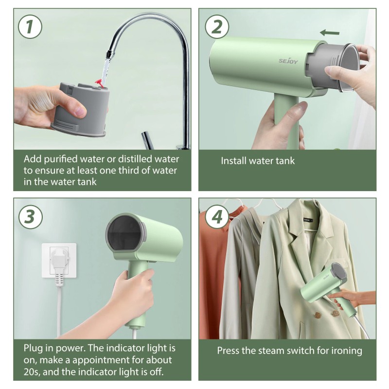 Sejoy Handheld Steamer for Clothes 1000W Portable Garment Fabric Wrinkle