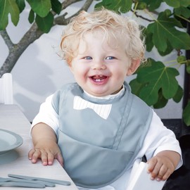 Elodie Details Baby Bib with Crumb Tray, Washable, Scandinavian Design, Waterproof, Pebble Green, Pebble Green