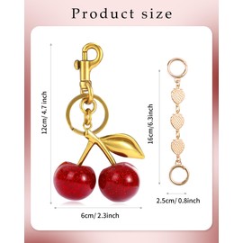 Cherry Keychain Purse Strap Extender Cherry Bag Charm Cherry Keyring Bag Extender Chain Accessory Purse Charm (gold strawberry)