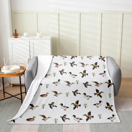 Feelyou Kids Duck Plush Throw Blanket, Throw 50"x60" Duck Hunting All Season,Bed Blanket for Boys Girls Teens Bedroom Decor Wild Animals Flannel Fleece Blanket Women Men Botanical