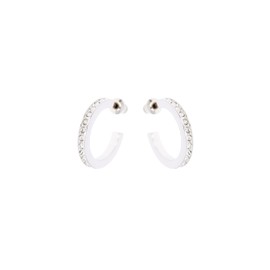 Karen Millen Small Crystal Hoop Earrings For Women (Gold/Clear Crystal)