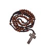 Aoxmas Catholic Wooden Rosary Necklace with Jesus Crucifix,Handmade Prayer Beads