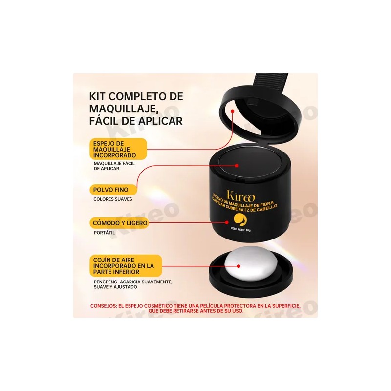 Kireo 2pcs Polvo De Maquillaje De Fibra Capilar Cubre Raz