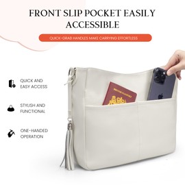 Genuine Leather Crossbody Bags for Women, White Leather Purse Soft Real Hobo Crossbody with 2 Removable and Adjustable Straps Trendy Womens Purses and Handbags for Everyday