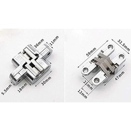 (1 Pair) Hidden Door Hinge, Stainless Steel, Hidden Barrel Wooden Box Silver
