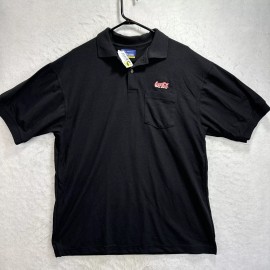 Riverside Coca Cola Polo Shirt Large Black Red Logo Golfer Casual Men Vintage Sport New 90