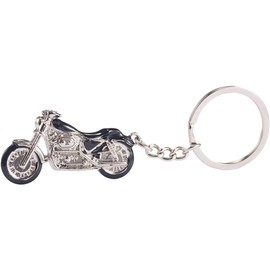 Llavero de motocicleta negro de calidad para hombre, llavero de metal para coche, regalo, plata, 80 mm x 45 mm, Plateado, 80mm x 45mm
