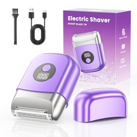 Cordless Electric Razors for Women, Travel Electric Shaver with LED Display, Rechargeable Body Trimmer Shaver for Private Area, Face Underarms Bikini,Lips,arms, Legs (Purple)