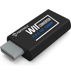 PORTHOLIC - Convertidor Wii a HDMI 1080P para dispositivo Full HD, adaptador Wii HDMI con conector de audio de 3,5 mm y salida HDMI compatible con Wii, Wii U, HDTV, monitores compatibles con modos de