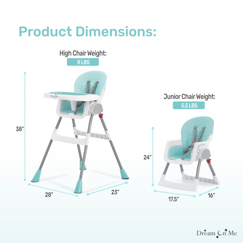 Dream On Me Portable 2-in-1 Tabletalk High Chair, Convertible Compact