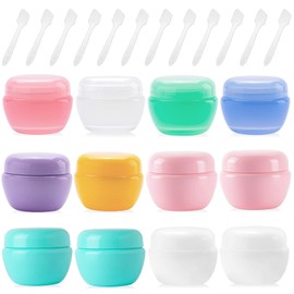 Paifeancodill 12 Pcs Plastic Small Travel Containers for Toiletries, 20ml Refillable Cosmetics Makeup Jars with Lids, Leakproof Lotion Cosmetic Container Jars for Cream Sample Makeup Lids Makeup