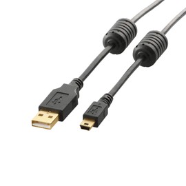 エレコム USBケーブル 【miniB】 USB2.0 (USB A オス to miniB オス) フェライトコア付 1m ブラック U2C-MF10BK