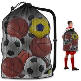 Extra Large Sports Ball Bag, Heavy Duty Breathable Mesh Storage Bag, 40" x 30" Hold 10-12 Soccer Basketball Volleyball Football, Adjustable Shoulder Strap, Ideal for Coaches, Team, Swimming Gear